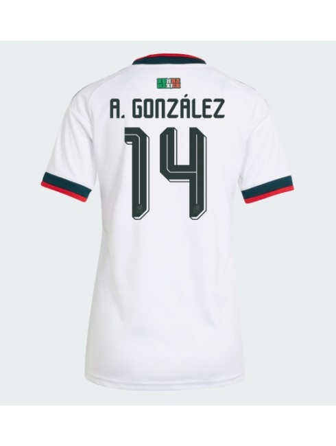 Mexiko Armando Gonzalez #14 Replika Borta Kläder Dam VM 2026 Kortärmad Mexiko Armando Gonzalez #14 Replika Borta Kläder Dam VM 2026 Kortärmad